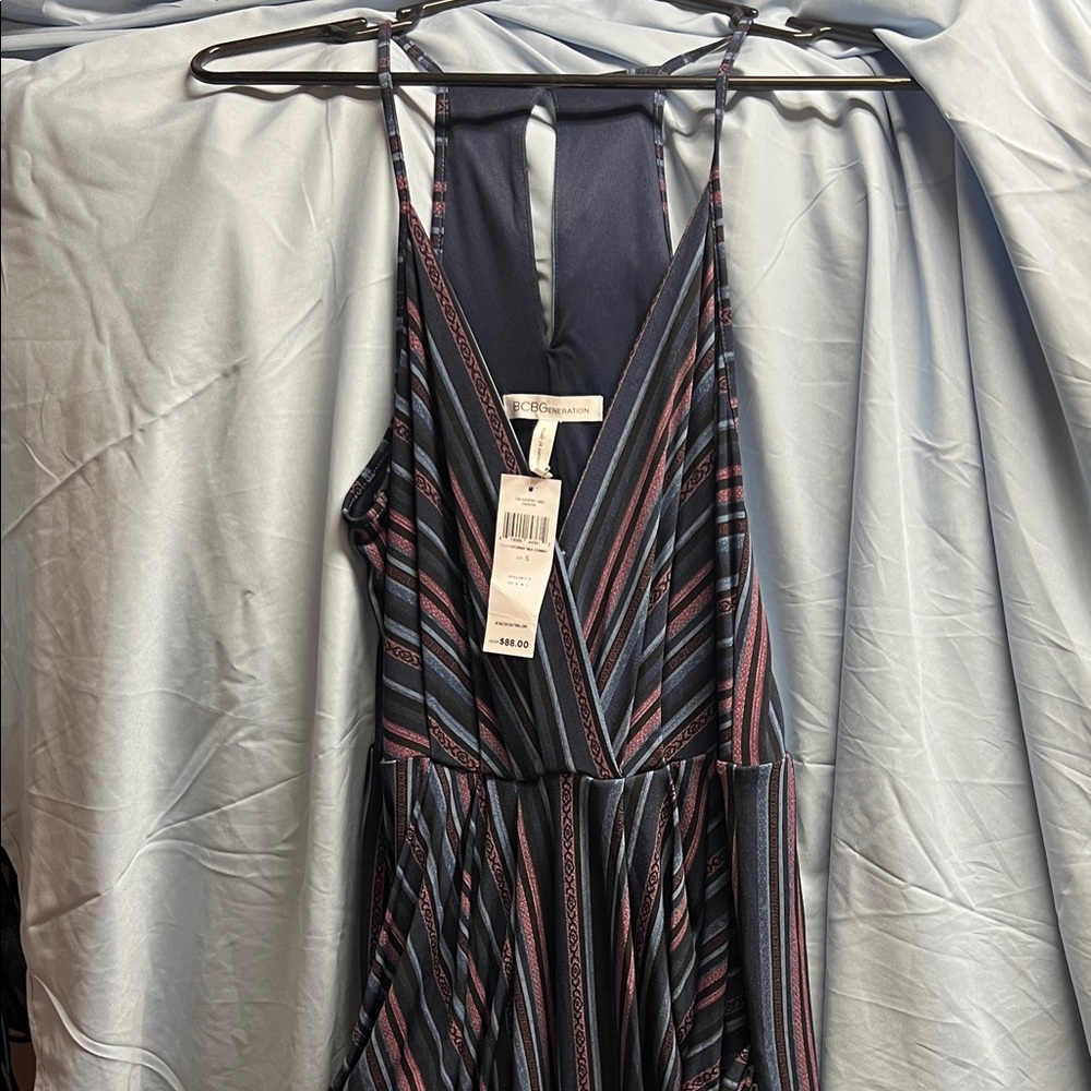 BCBGeneration Striped Navy and Pink/purple Dress